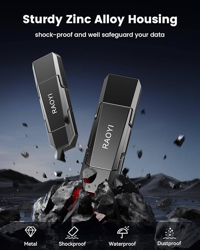 RAOYI 512GB USB C External SSD, 2-in-1 Solid State Drive Up to 450MB/s Dual USB 3.2 + Type-C Thumb Drive Portable SSD Drive for iPhone 15/16, Android, Tablet, PC and PS4