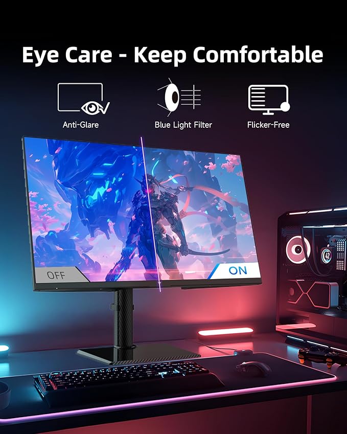 KTC 27 Inch 4K Gaming Monitor - UHD 160Hz Monitor with Fast IPS Panel, 1ms MPRT, 140%sRGB, HDR 400, Adaptive Sync, HDMI DisplayPort, Height Tilt Pivot Swivel Adjustable, Carbon Fiber Backcover, U27T6