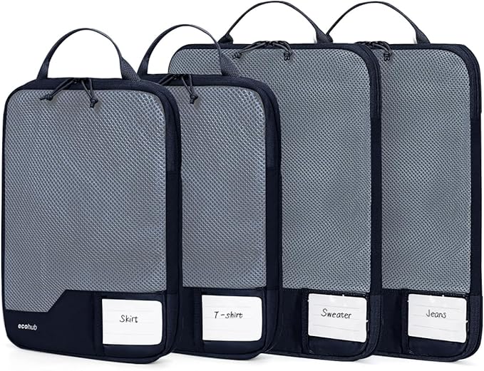 ECOHUB 4 Set /6 Set Packing Cubes for Travel Durable Suitcase Organizer Bags Set with Personalized Tag Various Sizes Travel Essentials Traveling Accessories for Luggage Machine Washable