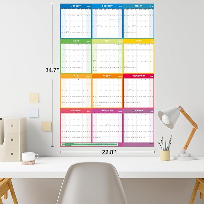 2026 Yearly Wall Calendar - annual calendar 2026, 2026 Yearly Wall Calendar&Planner with Thick Paper, January 2026 - December 2026, X Large, 34.7" x 22.8", 2026 Yearly Planner (Yearly Wall Calendar)