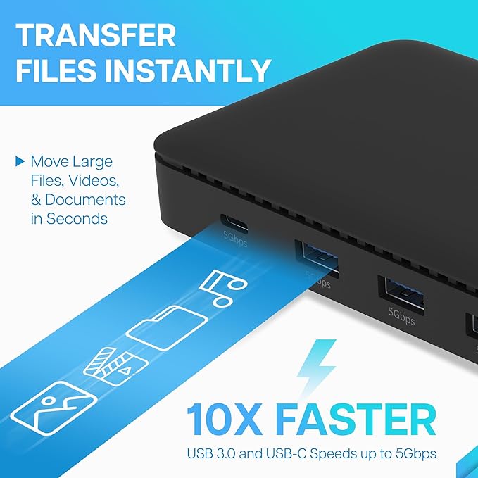 VisionTek VT4600DL Laptop Docking Station for Windows, MacOS or ChromeOS — Connect with USB-C or USB-A, 100W Laptop Charging, Dual 4K Displays, 2X HDMI, 2X DisplayPort, USB-A, USB-C, Audio, Ethernet