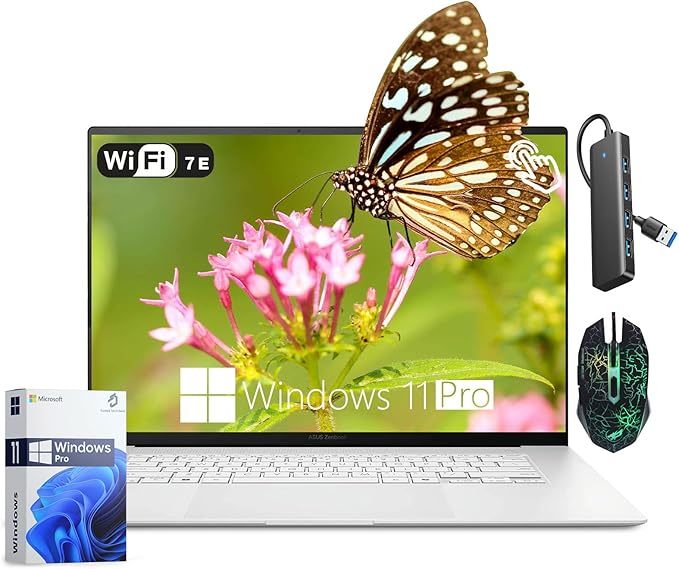 ASUS Zenbook S 16 Touchscreen Laptop 16" OLED Business Laptops AMD Ryzen AI 9 365 24GB DDR5 1TB SSD WiFi 7 Backlit KB Lifetime Microsoft Office Windows 11 Pro Laptop Computer Copilot AI