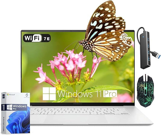 ASUS Zenbook S 16 Touchscreen Laptop 16" OLED Business Laptops AMD Ryzen AI 9 365 24GB DDR5 4TB SSD WiFi 7 Backlit KB Lifetime Microsoft Office Windows 11 Pro Laptop Computer Copilot AI