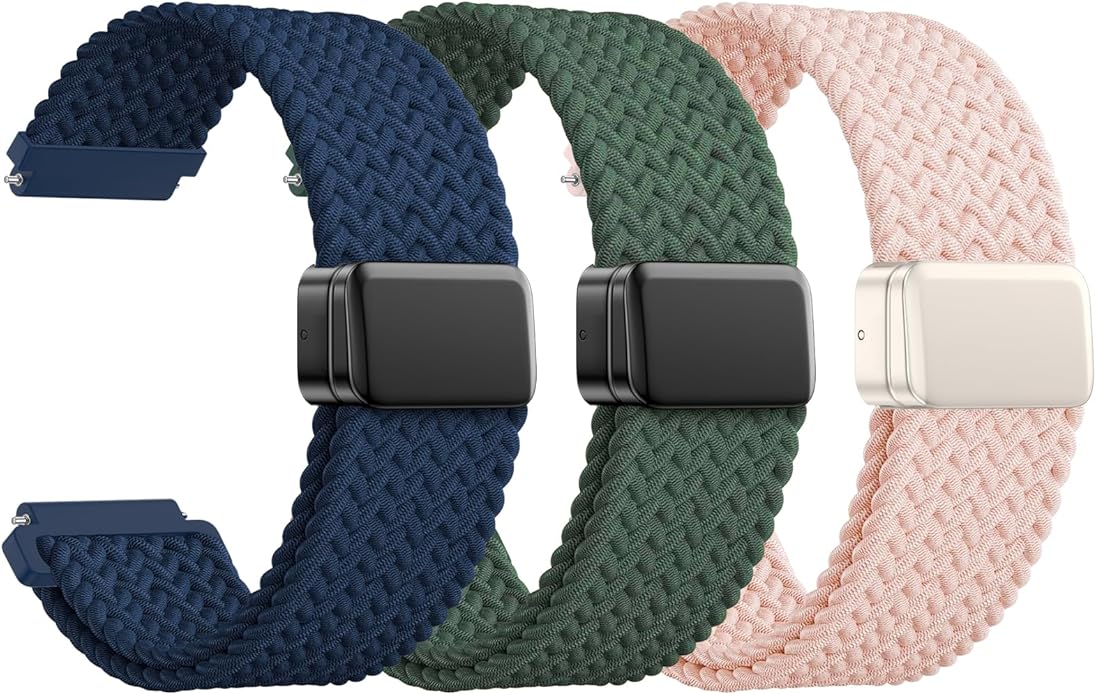 JNN Quick Release Watch Band - Magnetic 18mm 20mm 22mm Braided Nylon Watch Bands, Adjustable Elastic Nylon Watch Straps Replacement Wristband for Men Women