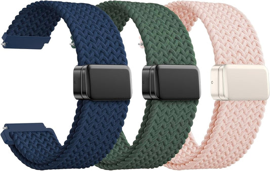 JNN Quick Release Watch Band - Magnetic 18mm 20mm 22mm Braided Nylon Watch Bands, Adjustable Elastic Nylon Watch Straps Replacement Wristband for Men Women