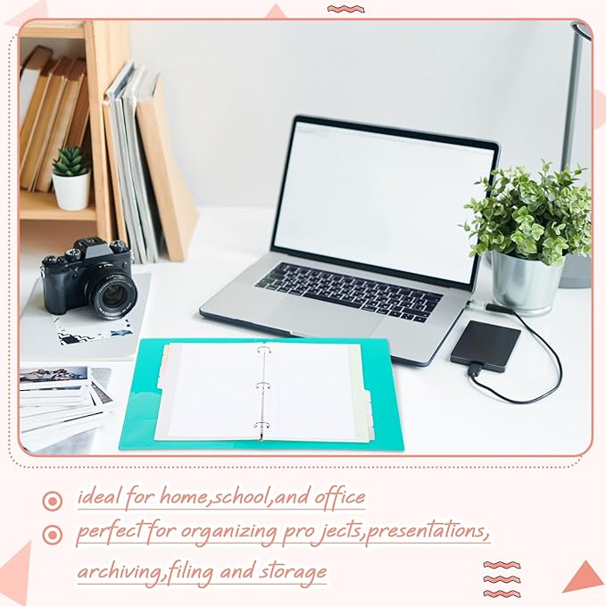 Honoson 12 Sets 8 Tab Dividers for 3 Ring Binders Plastic File 8.5 x 11 Inch Paper Multicolor Page Binder Index Dividers for School Office(Dream Color)