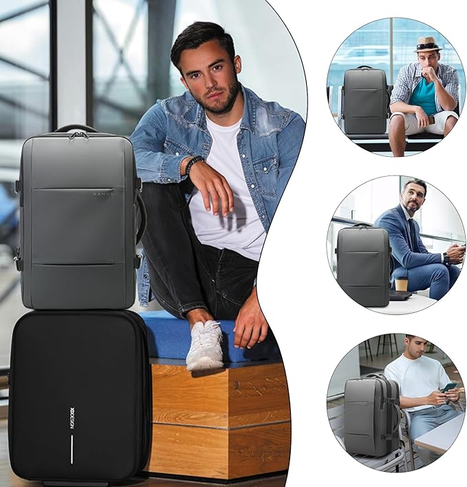 BANGE Backpack with Anti-Theft Vacuum Compression Travel Backpack,Expandable Backpacks with Pump for Airplanes