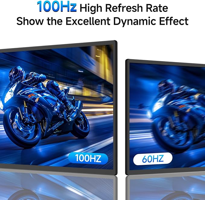 24" Large Portable Monitor, FHD 100HZ 111% SRGB IPS USB-C HDMI Work Home Gaming Second Monitor 1080P 4.2" Height & 90° Rotation Adjustable Stand for Laptop, MacBook, Phones