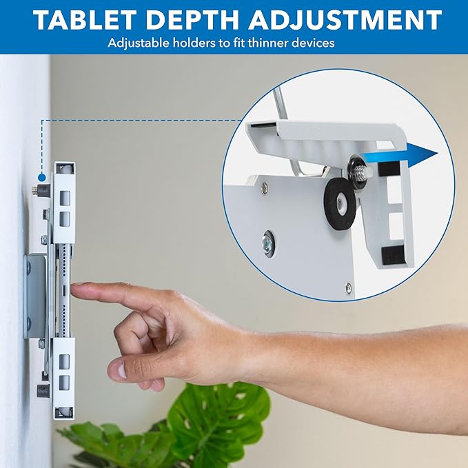 Mount-It! Universal Tablet Wall Mount, Anti-Theft iPad Mount, Enclosure Fits Tablets from 9.7" to 13" Screen Size, Flush Wall Mounting Kiosk, Durable Steel Design, White