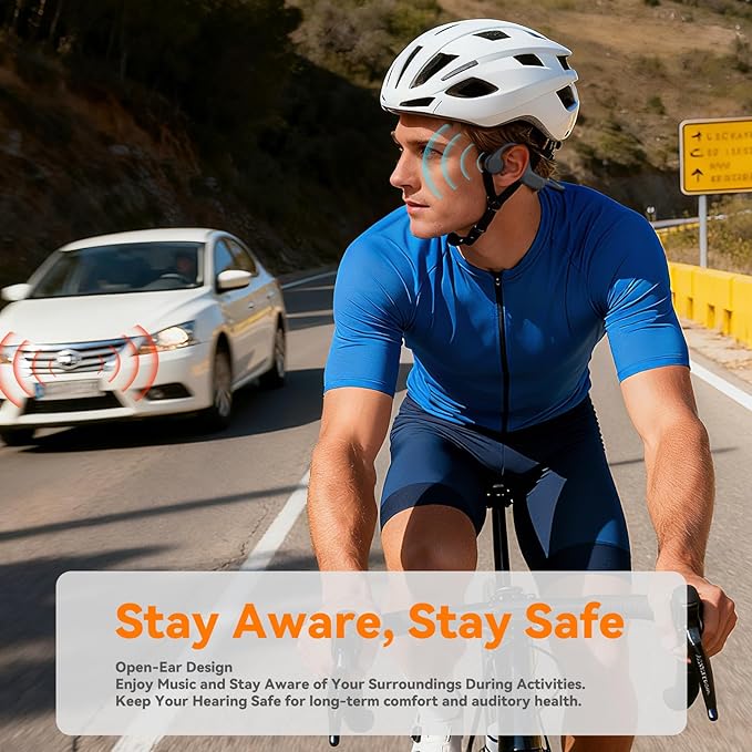 Bone Conduction Bluetooth Headphones-SurfAudio,IP68 Waterproof Swimming Headphones with 32GB MP3 Player, Lightweight Open Ear Design for Swimming/Surfing/Marathon/Cycling(Tangerine)