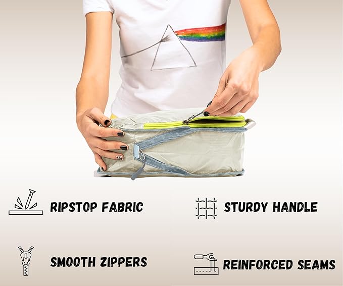 SUITEDNOMAD Ultralight Compression Packing Cubes Set, Suitcase and Backpack Travel Organizer Bags