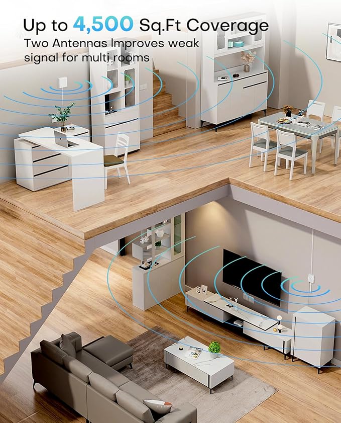 Cell Phone Booster for Home Office Multi-Room, Cell Phone Signal Booster for All U.S Carriers, 4500sq ft, Verizon Cell Signal Booster Boost 5G for AT&T, T-Mobile 72dB Gain Antennas 2025 Upgrade of 5S
