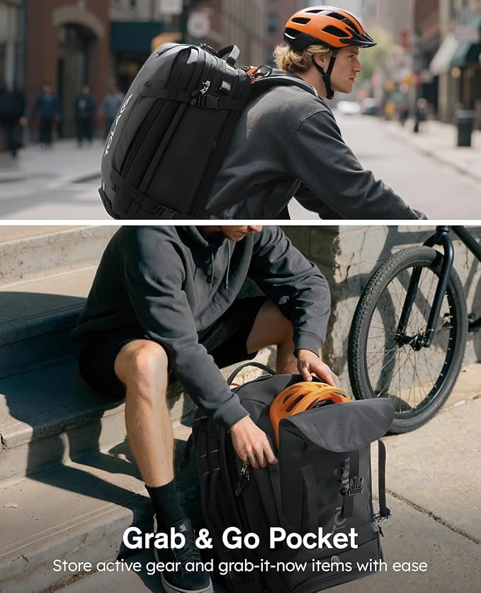 Tolaccea Travel Laptop Backpack, TSA Friendly Flight Approved Carry-on Business Rucksack Work Backpack with Extra Toiletry Bag, Dual Storage for 17.3" Laptop and 12.9" Tablet, 40-45L Expandable