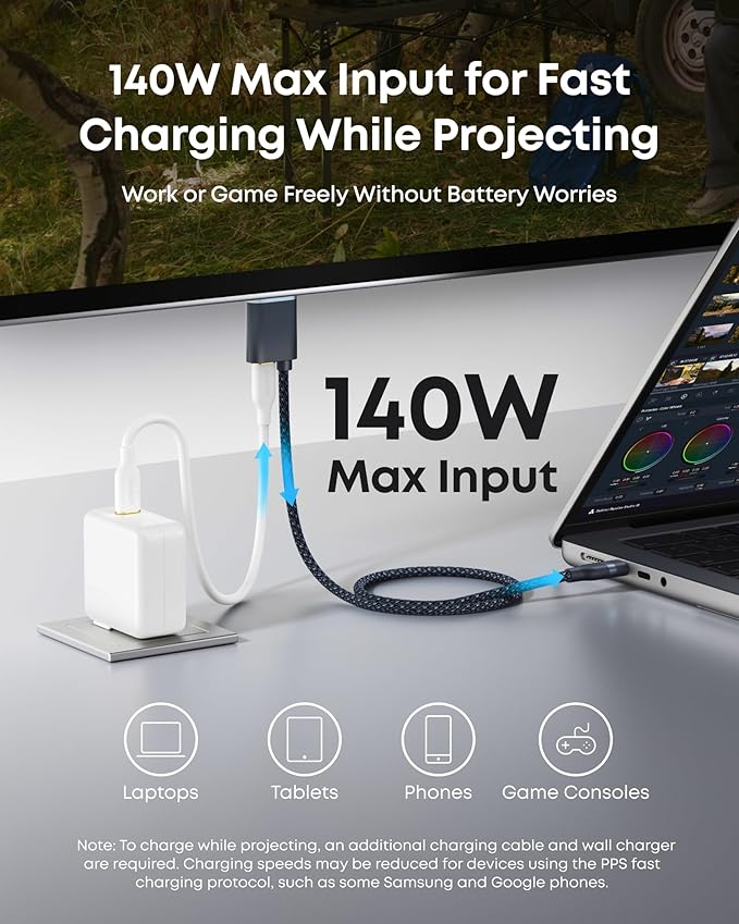 Anker Nano USB C to HDMI Cable Adapter with 140W PD Fast Charging Port, 4K@60Hz,Sustainable with Advanced Shielding, Thunderbolt 5/4/3 Compatible, for MacBook, iPhone, HD TV (6FT,Black)