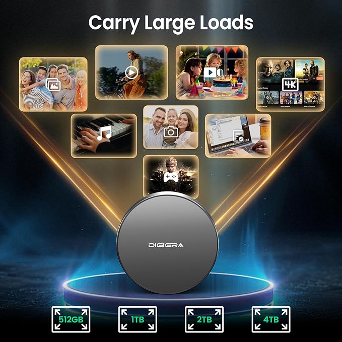 4TB Magnetic Portable SSD, External Solid State Drives with USB-C 3.2 Gen 2x2, Speed Up to 2000MB/s, Compact & Durable, Compatible with iPhone 15/16 Series and Other USB-C Devices, Grey