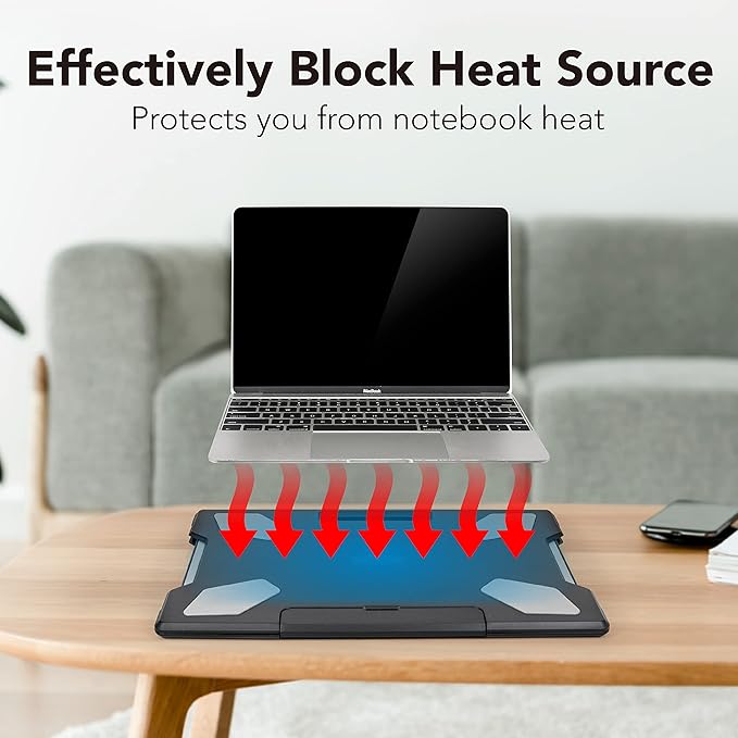 EHO Laptop Lap Desk with Retractable Mouse Pad, Portable Ergonomic Lap Pad with Heat Shield and Foldable Stopper, Lightweight Travel Lapdesk Fits up to 16" Laptops, Bed Sofa or Work Use