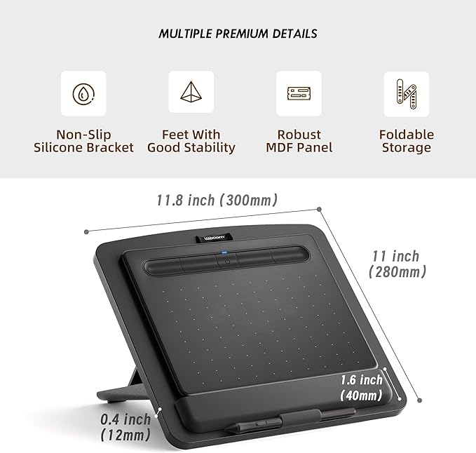 Adjustable Graphics Tablet Holder for Desk - Foldable Portable Stand Compatible with Fire HD, Samsung Galaxy Tab, Wacom, XP-Pen and More - Fit 7-23.8 inches