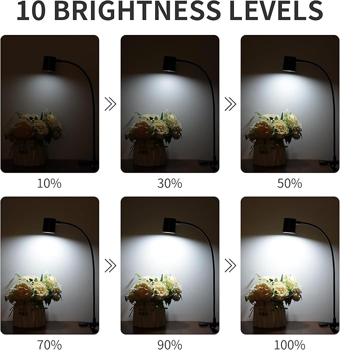 Dott Arts Desk Lamp,USB Clip On Light,Book Lights for Reading at Night,3 Color Modes,10 Brightness Clamp Lights,360° Gooseneck LED Reading Light for Books in Bed,Eye-Care for Home Office,Headboards