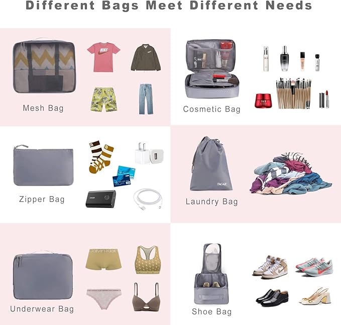 BAGAIL 8 Set Packing Cubes Luggage Packing Organizers for Travel Accessories (Red Flamingo)