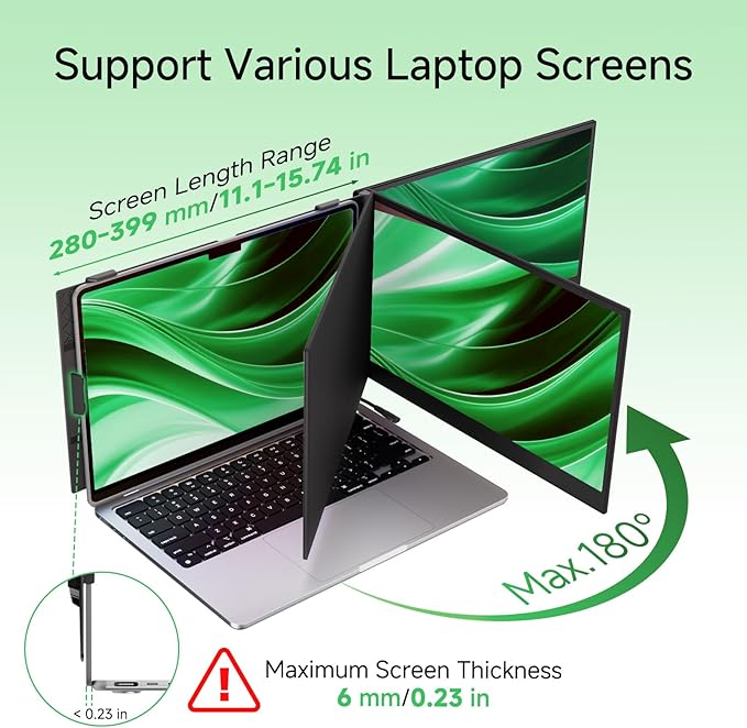 Laptop Screen Extender - 14” Ultra Thin and Light Travel Monitor for Laptop FHD 1080P Portable Second Monitor IPS Screen Display Plug & Play for Mac Windows Android iOS