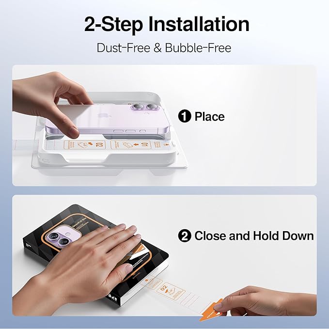 SMARTDEVIL 2 Pack Screen Protector for iPhone 17, Bubble-and-Dust-Free Box, HD Tempered Glass, Military Grade Shatterproof & Ultra Durable, Easy Installation