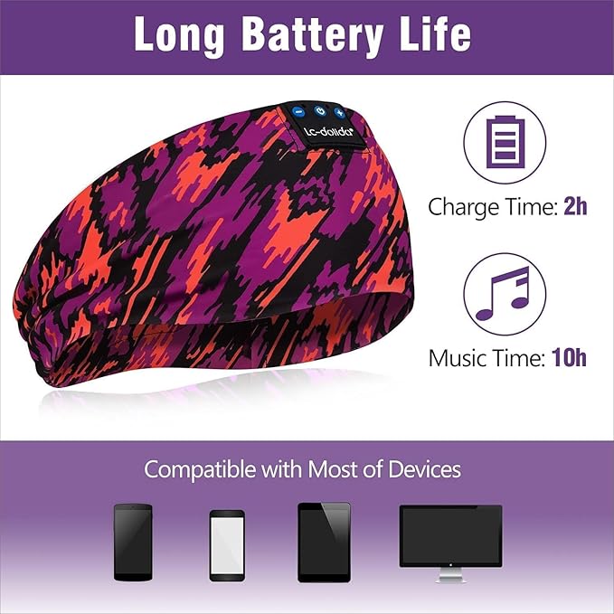 LC-dolida Sleep Headphones Bluetooth Headband, Wireless Headband with HD Speakers, Headphones Wireless for Side Sleepers, Sport, Yoga, Travel, Gifts for Mom, Men, Women, Teens, Kids
