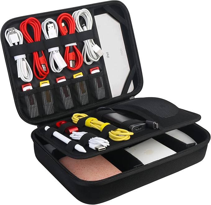 BOVKE Travel Cable Organizer Hard Protective Case