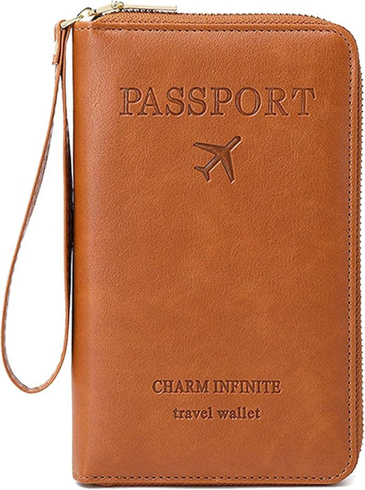 Multi-Function RFID Travel Passport Wallet with Phone Pocket - Ultimate Passport Holder for Women & Men | Holds Phones, Passports, Cash, Cards & Boarding Passes (Brown)