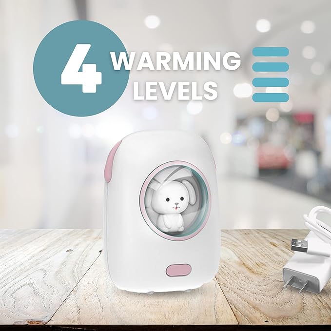 Cute Portable Charger/Power Bank | Compatible with iPhone, Galaxy, & Pixel | Doubles as a Rechargeable Hand Warmer | LED Display & Cute, Pet-Themed Design (White)