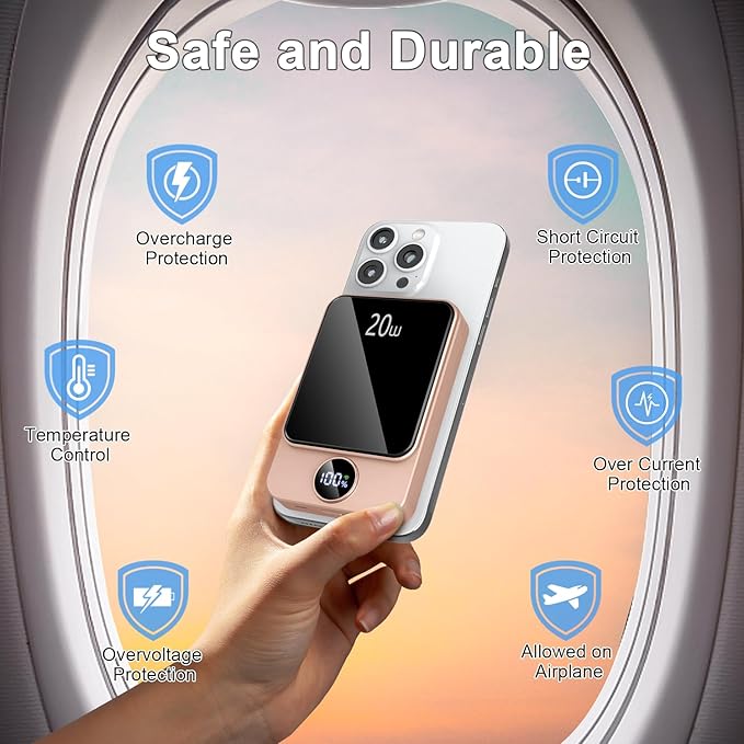 Magnetic Portable Charger, 10000mAh Power Bank with PD 20w Fast Charging, USB C in&Out Battery Pack, Compatible with Mag-Safe for iPhone 17/16/15/14/13 Pro/Pro Max Series, Samsung, Android, and More