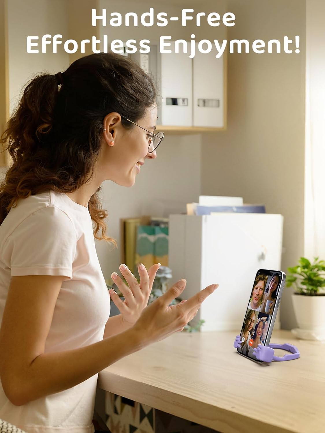 Cell Phone Stand Stocking Stuffers for Teens Girls Boys Kids Gifts: Upgrade Adjustable Peace Sign Thumbs Lazy Cell Phone Holder for Desk Cool Gadgets Birthday Gifts for Women Men Teenage Adults Wife