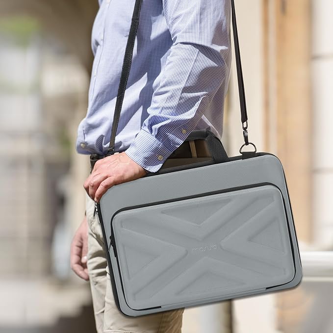 MOSISO Hard Shell Laptop Case for Men Women,17 inch Computer Bag Compatible with MacBook, HP, Dell, Lenovo, Asus, Notebook,17.3 inch Laptop Bag with Front Pocket & Shoulder Strap, Gray
