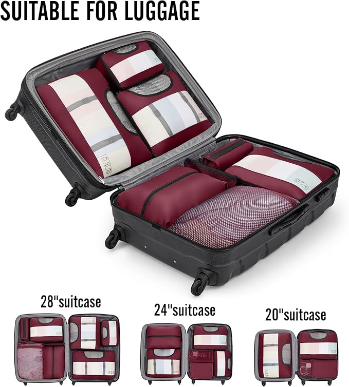 Veken 10 Set Packing Cubes for Travel Essential, Suitcase Organizer Bags in 4 Sizes, Carry-On Luggage Accessories with Large Laundry & Hanging Toiletry Bag, Must-Have for Airplane, Road Trip & Camping