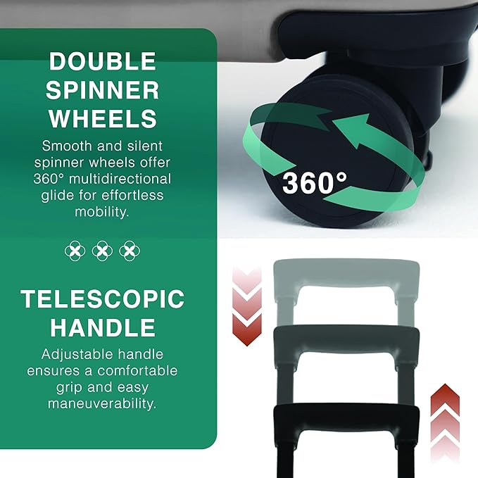 Luggage Sets 3 Piece, 22 Inch Carry on Luggage and 24 Inch Suitcases with Wheels Spinner, Durable Hard Shell Suitcase Set, Expandable Travel Suitcase, Grey