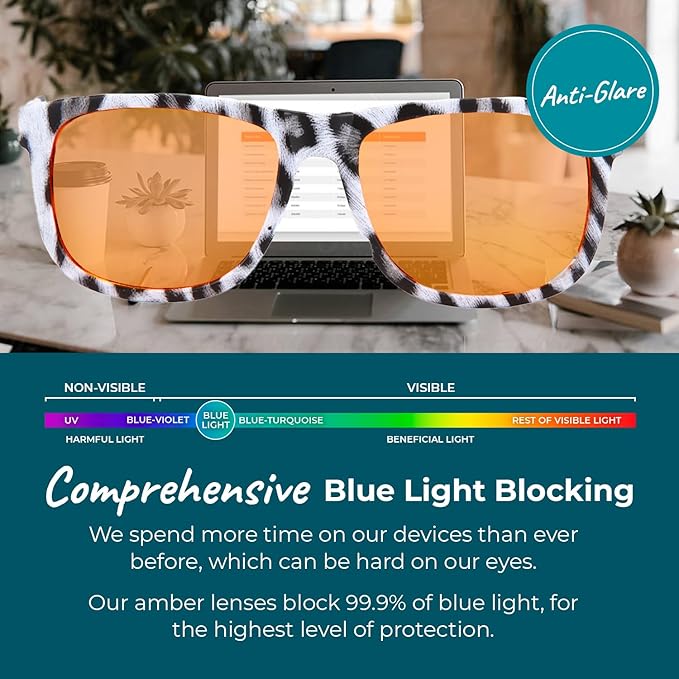 Blue Light Blocking Glasses for Women + Men - Better Sleep + Anti Eye Strain Protection - Computer Screens & Gaming