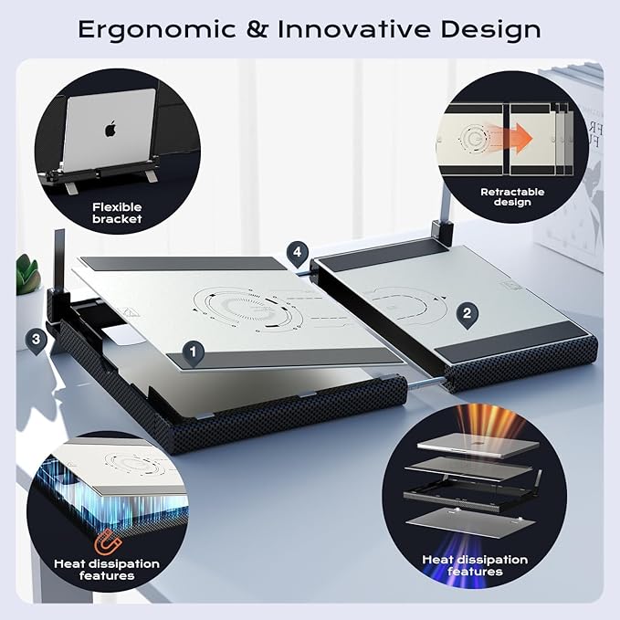 Laptop Screen Extender, 14" FHD 1080P Laptop Monitor Extender, Stretchable Base and Detachable Screen, Plug & Play, Triple Screen Extender Compatible with Windows, Mac, Chrome