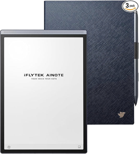 iFLYTEK AINOTE Air 2 Bundle with Blue Folio Case, 8.2-inch AI Paper Tablet Writing Tablet, Digital Notebook with Pen, Voice-to-Text Transcription, Multi-Languages Chatgpt Support