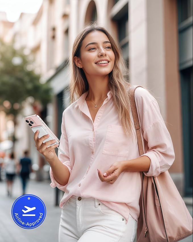 Slim Portable Charger 10000mAh, Travel Power Bank with Built-in USB-C Cable & LED Display, 22.5W Fast Charging Battery Pack Compatible with iPhone 16 15 Samsung S24 S23 -White