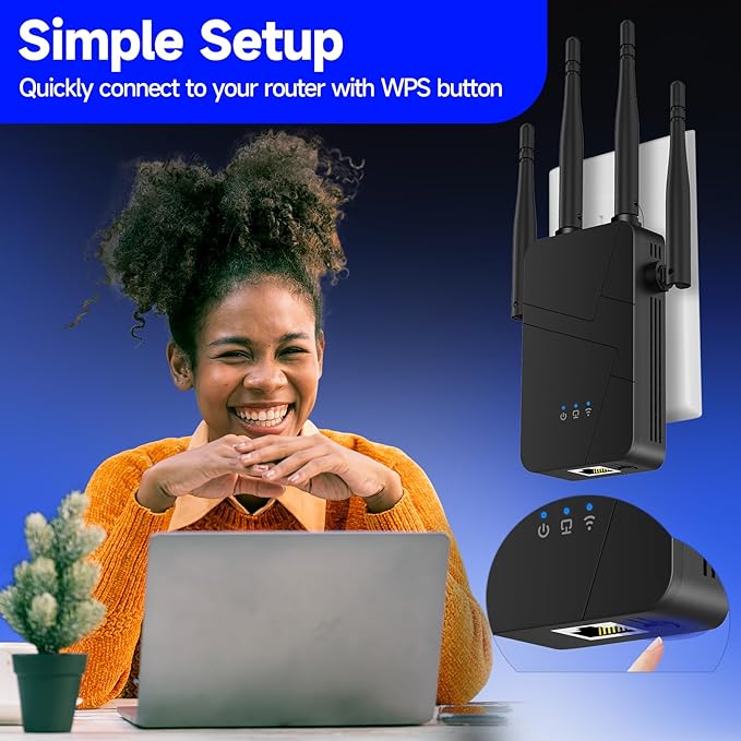 2025 WiFi Extender Signal Booster for Home, 15000sq.ft Wireless Internet Repeater, Long Range WiFi Booster and Signal Amplifier w/Ethernet Port, WiFi Router Extender Support 99% Devices, 1-Tap Setup