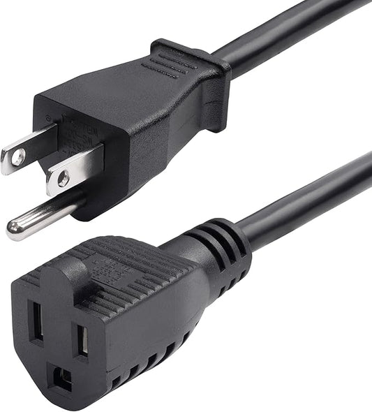 StarTech.com 10ft (3m) Power Extension Cord, NEMA 5-15P to NEMA 5-15R AC Power Cable, 10A 125V, 18AWG, Outlet Extension Power Cable, Black Extension Cord - UL Listed, TAA (231A-8A00-POWER-CORD)