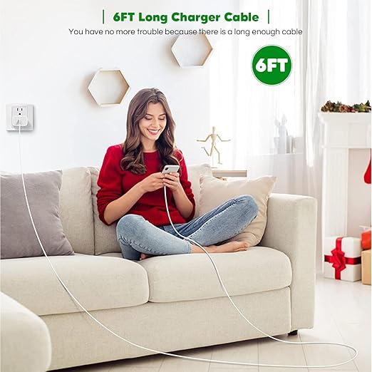 Fast Charger iPhone,【Apple MFi Certified】iPhone Charger Fast Charging Super Quick Type C Wall Charger Block Adapter 6FT USB C Lightning Cables Cord for iPhone 14/14 Plus/13 Pro Max/12/11/X/XR/SE,iPad