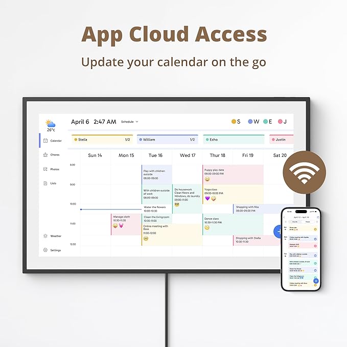 Dragon Touch 21.5" Digital Calendar Chore Chart – 1080P Full HD Interactive Touchscreen, Smart Family Planner, Hearth Display Digital Calendar Wall & Desk Mountable for Seamless Scheduling