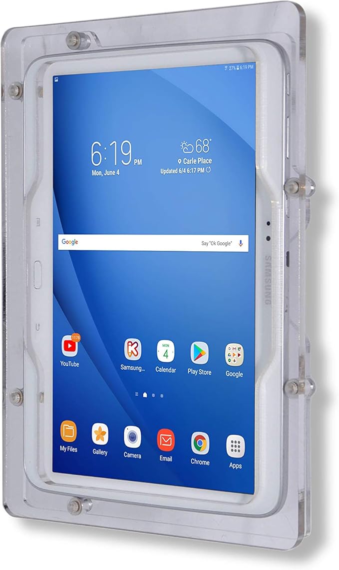 TABcare Security Anti-Theft Acrylic VESA Enclosure for Samsung Galaxy TAB A 10.1 2016 with Wall Mount Kit (Clear, TAB A 10.1 SM-T580)