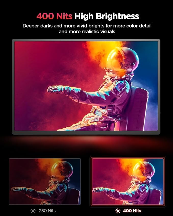 UPERFECT 2K 120Hz Portable Gaming Monitor, 16" 2560x1600 QHD 16:10 400 Nits Portable Monitor for Laptop w/VESA & Cover HDR FreeSync Eye Care External Second Screen for PC Phone Game Console