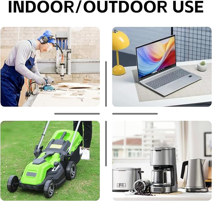 EP 12 Ft Lighted Outdoor Extension Cord - 12/3 SJTW Heavy Duty Grey Extension Cable with 3 Prong Grounded Plug - Power Cord for Lawn, Garden, Appliances