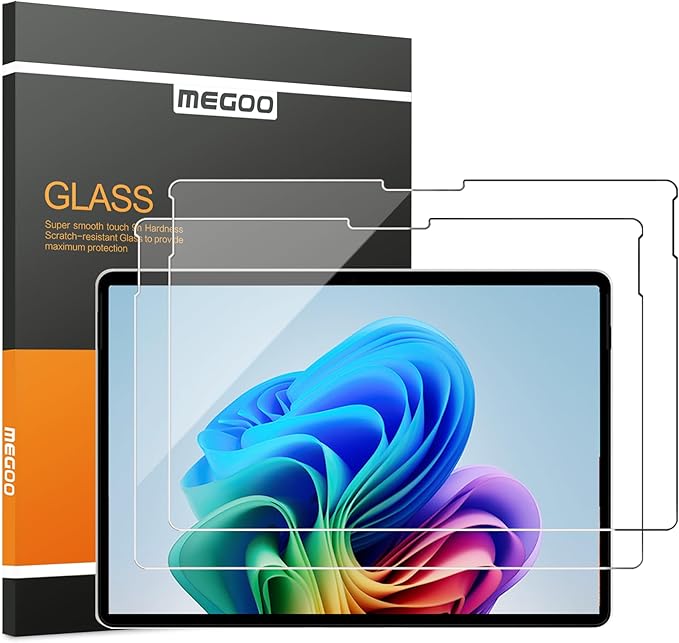 Megoo Crystal Sense Screen Protector for Surface Pro 12 inch (2025), Ultra-Thin 9H Glass, HD Transparency, High Touch Sensitivity, Case Friendly, Smudge-Resistant, 2 Pack