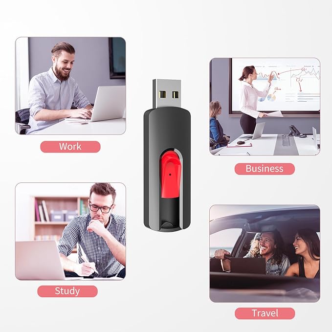 RAOYI 10Pcs 4GB USB Flash Drives Slide Retractable Memory Stick Bulk USB 2.0 Thumb Drive Jump Drive Zip Drive USB Sticks Data Storage Backup for PC Mac (4G, Red)