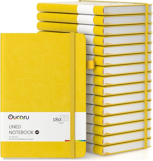 Oucaru Lined Journal Notebook, 16 Pack, 180 Pages, A5 Journals for Writing, 100 GSM Thick Paper, Small Notebooks Daily Journal for Women Men Work, Business, School, Travel Supplies