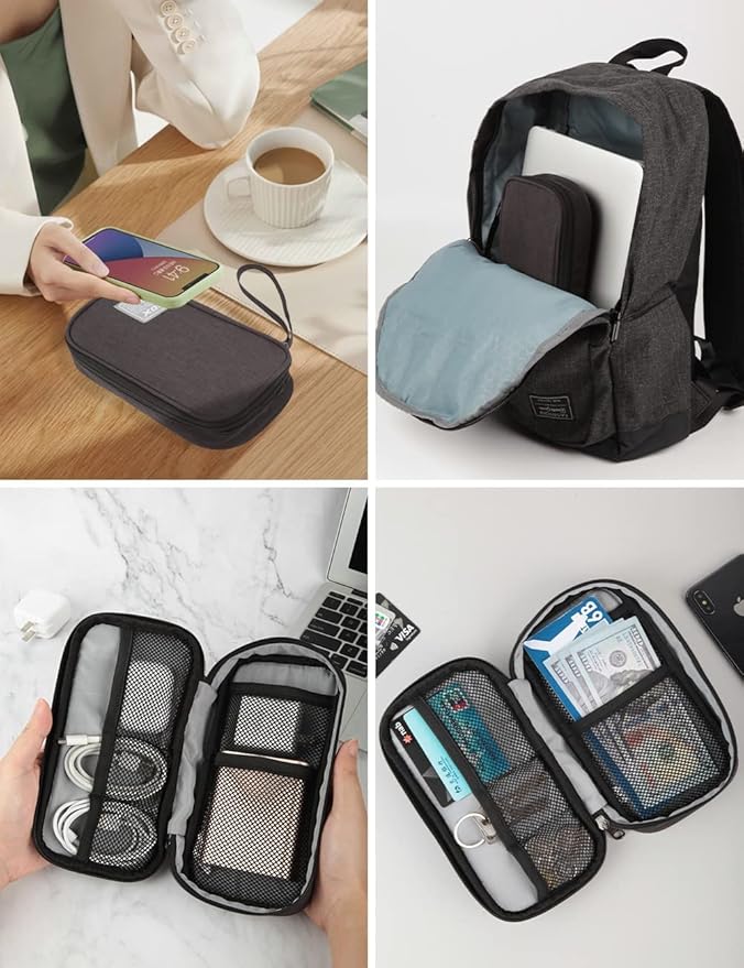 GOX Electronic Cable Tech Cord Organizer Travel Case Small Cable Storage Bag for Earbuds Charger Pouch