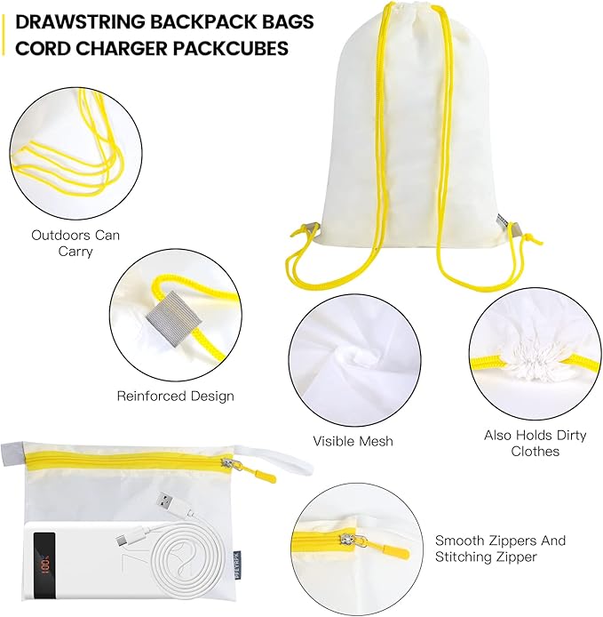 Lightweight Compression Packing Cubes for Suitcases, Compressible Expandable Travel Packing Organizer with Clear Toiletries and Backpack Bag, Travel Essentials for Carry on Luggage 7 Set